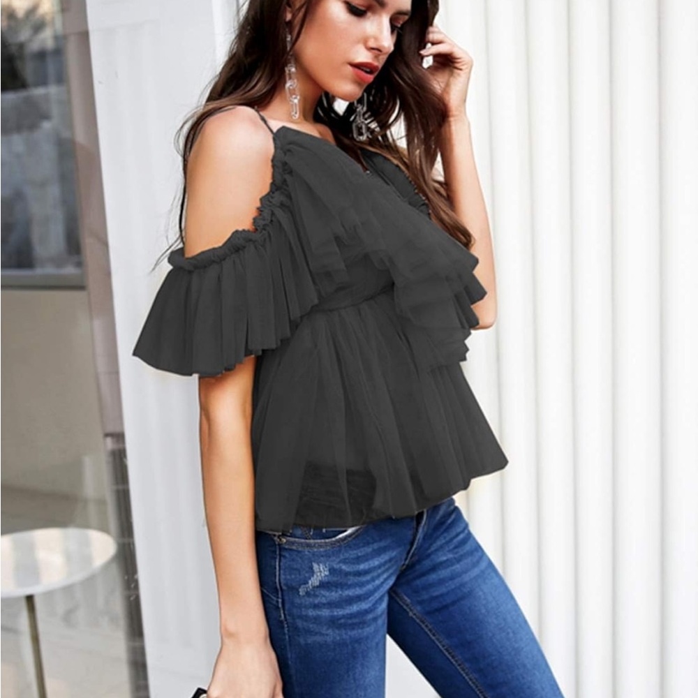 Simplee Apparel Black Ruffled Mini Dress - Picture 3 of 6